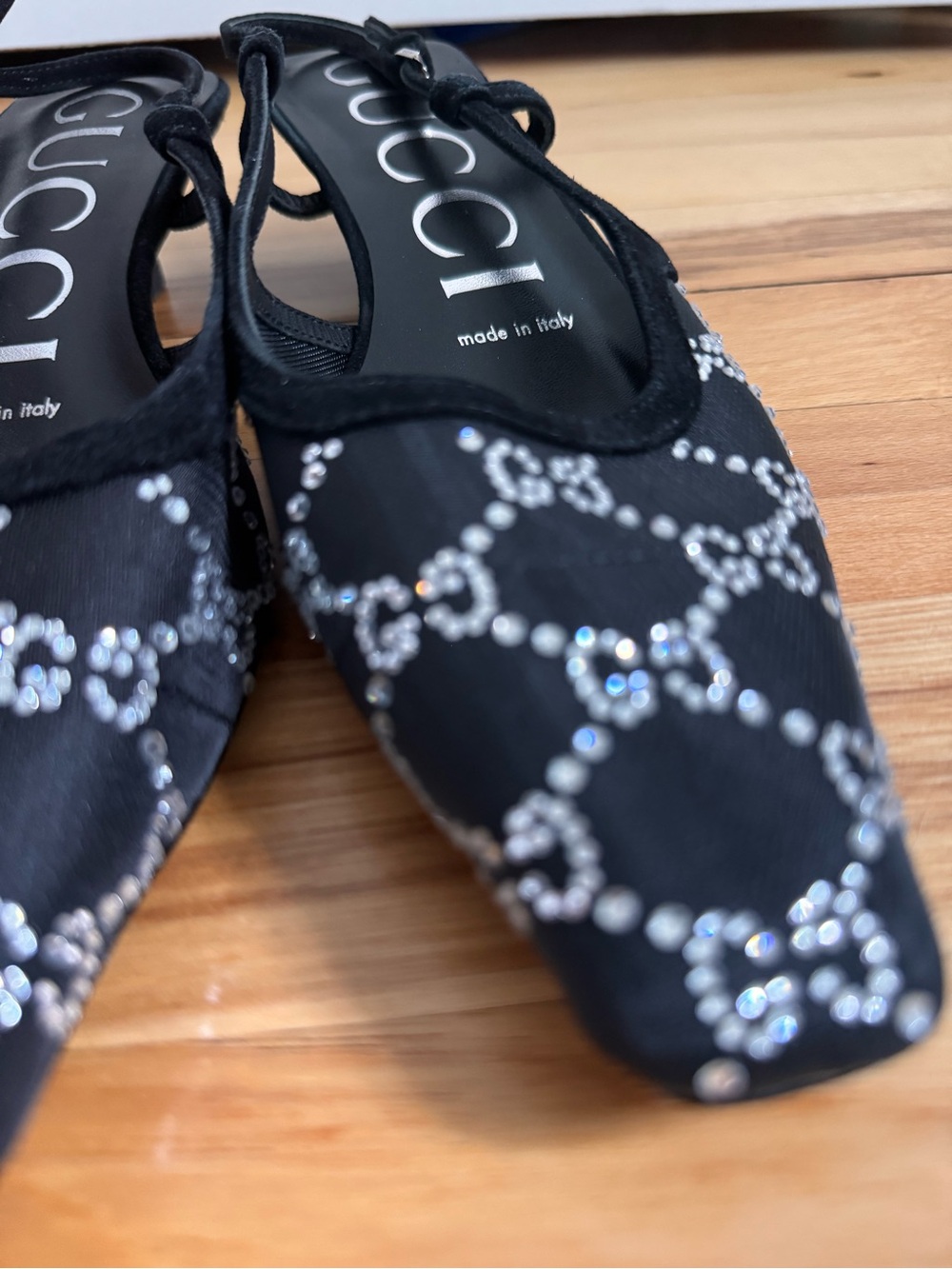 Gucci Tom GG Crystal kitten heel slingback shoes size 38 authentic - Picture 10 of 11